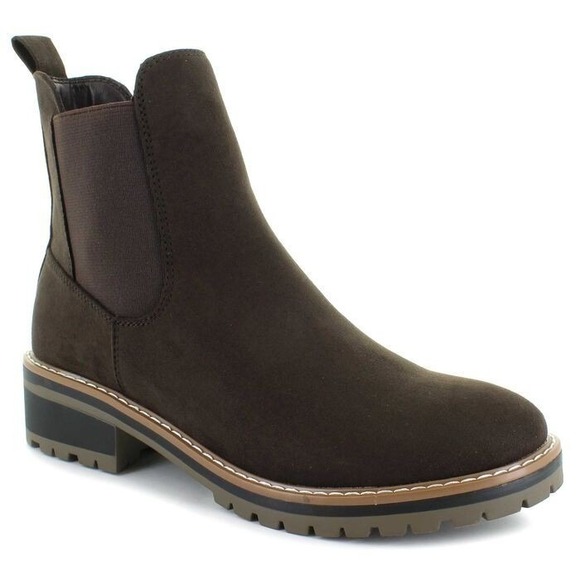 Kensie Boots Womens 8M Khai Chelsea Ankle Booties Block Heels Brown - Picture 1 of 9